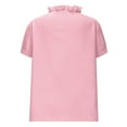 thumbnail image 5 of Hot days, bold styles Olyvenn Short Sleeve Linen Shirts Women's Cotton Linen Button Ruffled Shirts 2025 Summer Loose Stand Collar Casual Boho Tops Pink S, 5 of 6