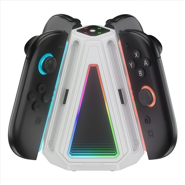 Base de carga 4 en 1 para 2 mandos de Nintendo Switch - Estación de carga doble para los mandos izquierdo y derecho de Switch2 con indicador LED