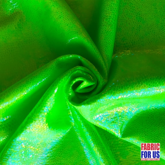 Snake Skin HOLOGRAM LIME 4-Way STRETCH Nylon-Spandex Foil Fabric 58/60" Wide