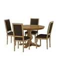 thumbnail image 2 of Noble House Ardyce Fabric Upholstered Wood 5 Piece Circular Dining Set, Natural and Brown, 2 of 13