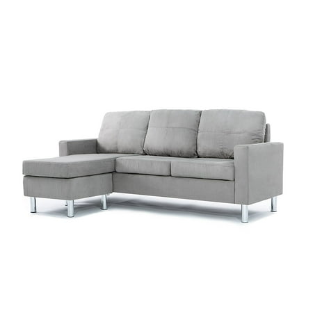 Modern Microfiber Sofa - Modern Soft Brush Microfiber Sectional Sofa - Small Space Configurable Couch (Grey)
