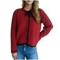 thumbnail image 2 of RKSTN Chandails pour Femmes Mode Automne Hiver Tricoté Ample Manches Longues Blouse Col Rond Chandail Chandail Début Mode Automne, 2 of 7