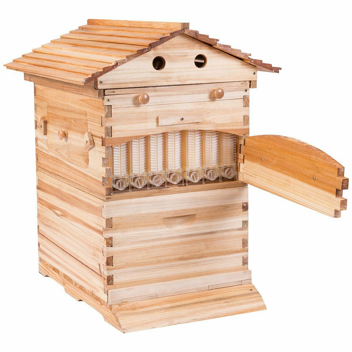 Upgraded 7pcs Auto Honey Hive Beehive Frames & Beekeeping Brood Cedarwood Box US 