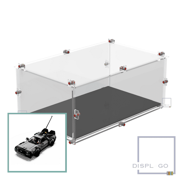 Display Case for LEGO® 77256 Time Machine™ from Back to the Future™ (Black base)