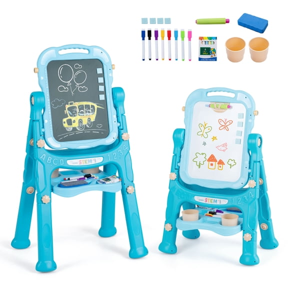 Infans Art Easel for Kids Height Adjustable Magnetic Chalkboard & White Drawing Board