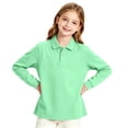 thumbnail image 5 of Girls Long Sleeve Polo Shirt School Uniform Casual Fall Comfy Smooth Knit Top Back to School Outfit, 5 of 6
