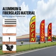thumbnail image 5 of KFFKFF Advertising Banner Set with Pole Kits, Outdoor Business Promotion Flags, Includes 3 Designs (Open, Look, Welcome), Feather-Style Display Flags, 16.3 Feet, 5 of 9