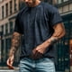 thumbnail image 2 of Manga Corta de Verano Tops de la Moda Casual de los Hombres de Color Sólido Solapa Top Camiseta Cuello Redondo, Camiseta Casual Ligera, 2 of 9