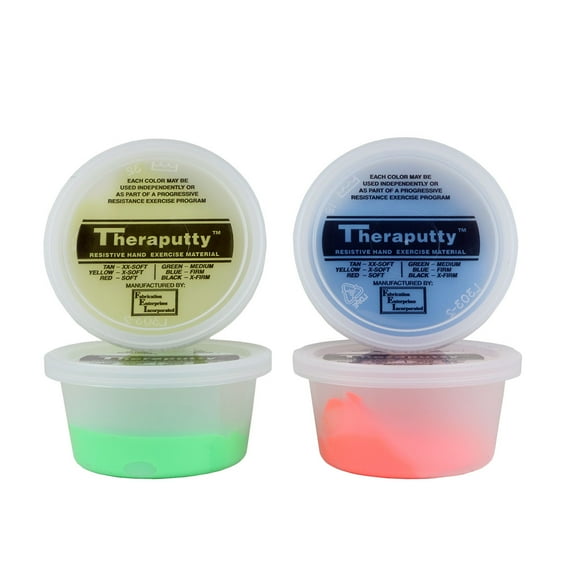 TheraPutty exercise putty SET (4 pieces), 2 ounce, 1 each: yellow through blue