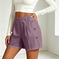 thumbnail image 6 of Pxxlle Cotton Shorts for Women with Pockets Lightweight Elastic Waisted Shorts Casual Summer Beach Vacation Clothes Purple L, 6 of 8