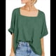 thumbnail image 1 of Camiseta Holgada Informal de Verano para Mujer, de Corta, Básica, para Entrenamiento y Gimnasio. Verde L, 1 of 8
