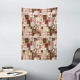 thumbnail image 1 of Moroccan Tapestry, Tile Pattern with Squares of Various Sizes Eastern Inspired Oriental, Wall Hanging for Bedroom Living Room Dorm Decor, 40W X 60L Inches, Cream Dark Coral Brown, by Ambesonne, 1 of 2
