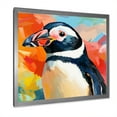 thumbnail image 2 of Designart "Pop Art Penguin Parade I" Animals Framed Wall Art Decor - Modern White Penguin Entryway Framed Wall Art Print, 2 of 6