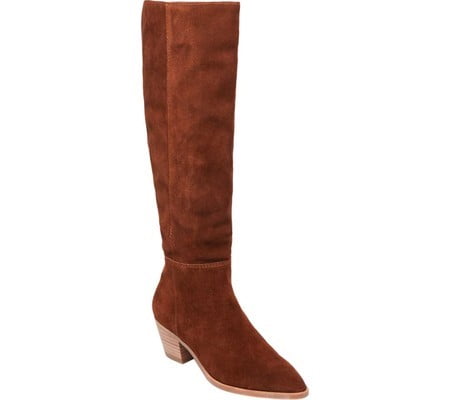 cognac suede over the knee boots