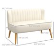 thumbnail image 3 of HOMCOM 46" Loveseat Upholstered, 2 Seater Couch with Wood Legs, Cream White, 3 of 10