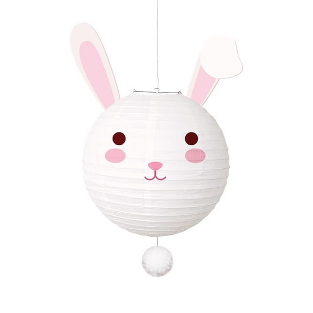 Lanternas de Papel Decoraciones de Fiesta Conejo de Pascua Lámpara Colgante Redonda para la Fiesta de Cumpleaños de la Ducha Del Bebé
