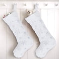thumbnail image 4 of Fymlhomi Christmas Stockings, 2 Pcs 18 inches Large Snowy Luxury Hanging White Faux Fur Christmas Stocking for Family Holiday Party Christmas Fireplace Decorations (White/Sliver), 4 of 5
