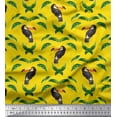 thumbnail image 1 of Soimoi Yellow Cotton Cambric Fabric Toucan & Leaf Bird Printed Craft Fabric by the Yard 42 Inch Wide, 1 of 3