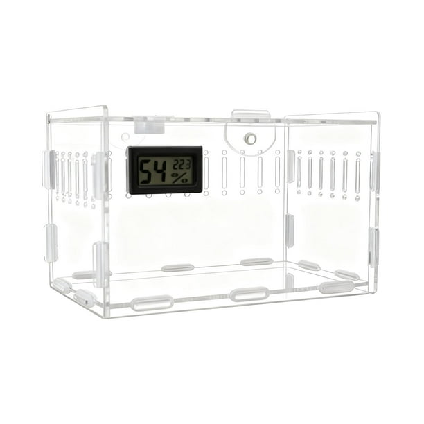 Terrario acrílico para anfibios con orificios de ventilación para reptiles Cuadrícula simple de tamaño S