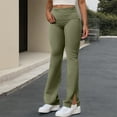 thumbnail image 4 of CFMDUC Women's Flare Leggings Fold Over Elastic Waisted Wide Leg Yoga Pants Casual Bootcut Comfy Workout Leggings Army Green M, 4 of 8