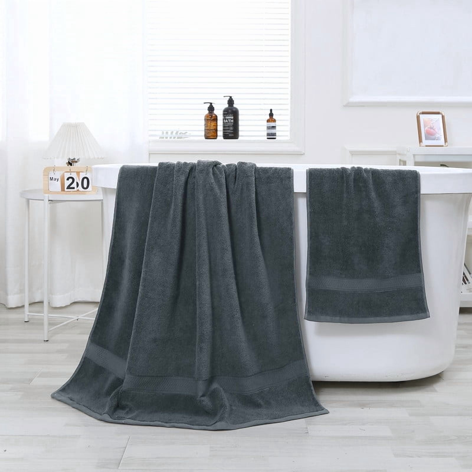 JML Gray Bath Towel Set of 8 Pieces - Cotton Blend Highly Absorbent Towels for Bathroom, 2 Soft Bath Towels, 2 Hand Towels, 4 Washcloths