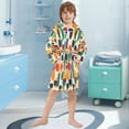 thumbnail image 5 of FORMRS Niños Bathrobe Unisex Hooded Robe Soft Plush Pajamas Sleepwear, Size 10-12T, Green Geometric, 5 of 7