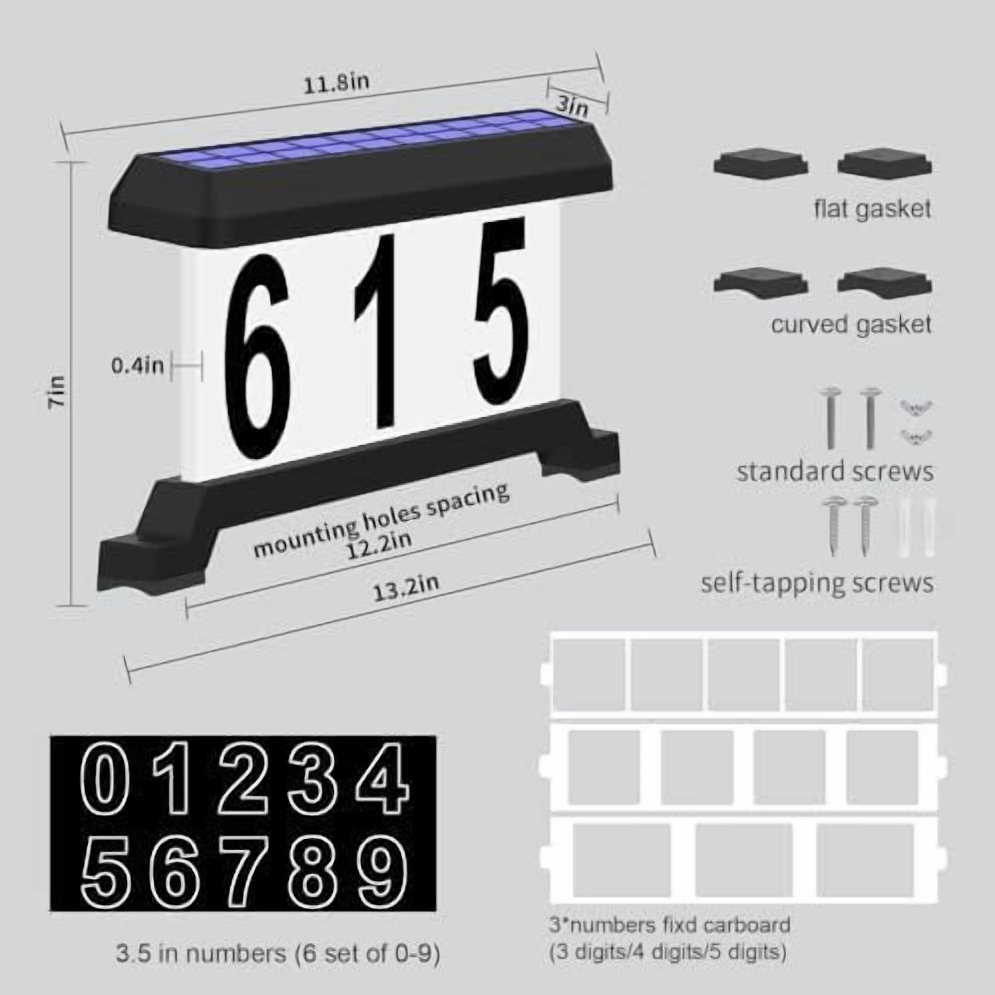 Lighted Mailbox Numbers, Double sided Solar House Numbers for Outside, Waterproof Double Color, Solar Modern Address Sign Solar Powered for Mailbox(solar double color)