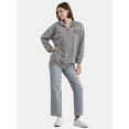 thumbnail image 2 of No Boundaries Quarter Zip Graphic Sweatshirt, Lightweight, Women's and Women’s Plus, 2 of 5