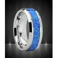 thumbnail image 2 of Metal Masters Mens Tungsten Carbide Wedding Band Ring Blue Green Simulated Opal Inlay 8mm 9, 2 of 7