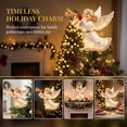 thumbnail image 3 of TTJ Lighted Christmas Angel Tree Topper, LED Angel with Golden Trumpet and Feathered Wings, Warm White Illuminated Holiday Tree Decoration, Elegant Christmas Tree Top Ornament(A), 3 of 6