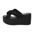 thumbnail image 2 of THDHVS Womens Sandals Comfortable,Womens Sandals,Women's Fashion Casual Summer Bow Thick Bottom Wedge Heel Flip Flops Sandals Black 5.5, 2 of 5