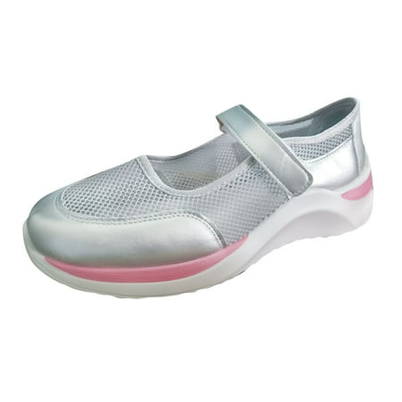 CHOII 50% off Clearance Round Head Shallow Mouth Soft Leather Grandma Shoes Women s Shoes Comfortable Casual Non Slip Flats for Women Cushionaire Sandals Summer Sandals for Women 2024 Gray/9.5