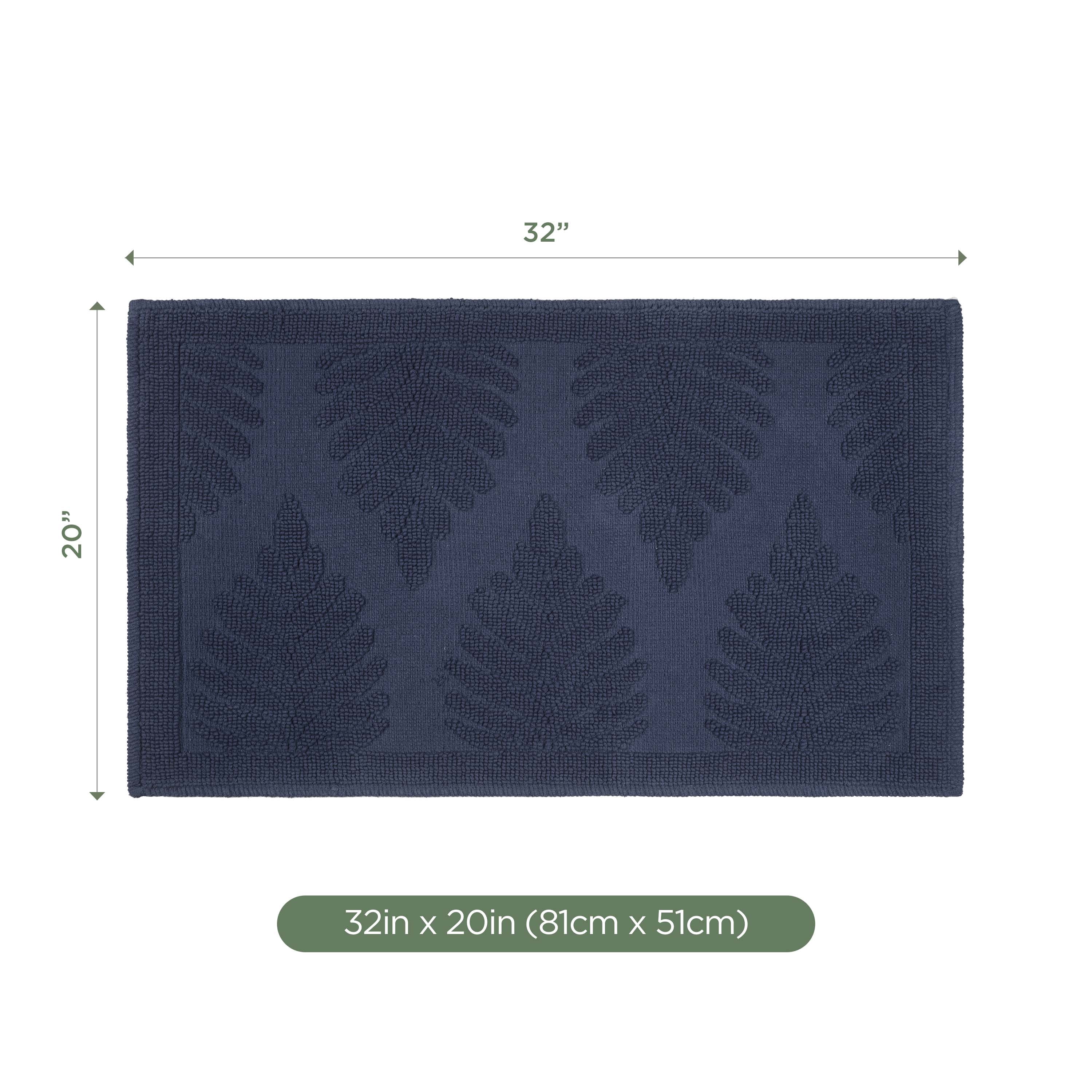 Martex Restore Fern Cotton Bath Rug, 20" x 32", Navy