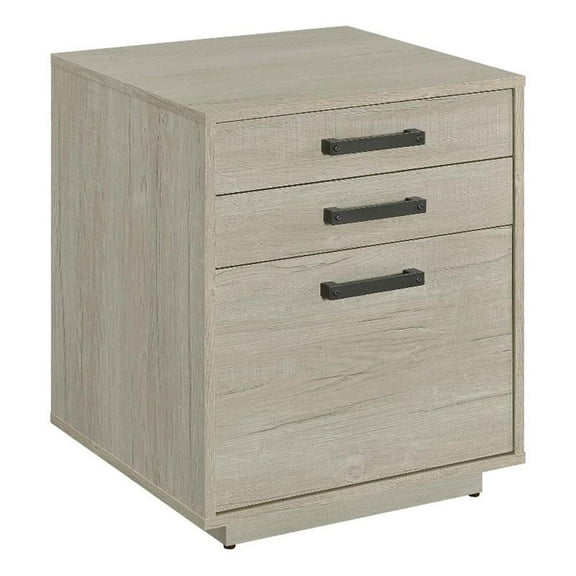 Pemberly Row 3-drawer Modern Wood Square File Cabinet in Whitewashed Gray