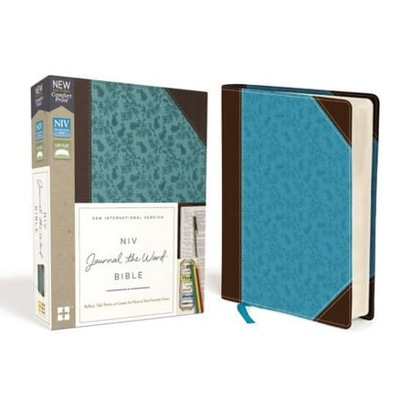 NIV, Journal the Word Bible, Imitation Leather, Brown/Blue, Red Letter Edition, Comfort Print : Reflect, Take Notes, or Create Art Next to Your Favorite