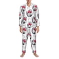 thumbnail image 3 of Picia Cute Poodle Dog Pattern Men’s Long-Sleeve Sleepwear Set - Soft 2-Piece Loungewear with Pockets, Comfy PJs for Relaxing Nights-Large, 3 of 7