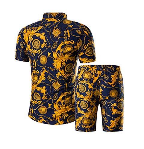 Litteking Men's 2 Piece Tracksuits Floral Hawaiian Sweat Suit Casual Short Sleeve Shirt and Shorts Suit Set Sports Outfit 
