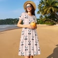thumbnail image 4 of Easygdp Cute Panda para Vestido Transpirable de Mujer, Vestido Suelto de Manga Corta con Pliegues y Bolsillos para el Verano, 4 of 6