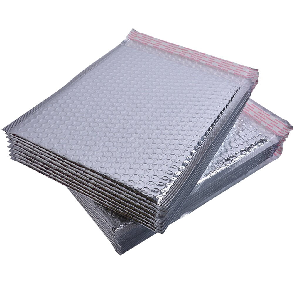Raindrops 50Pcs Waterproof Shockproof Bubble Bag Silver Aluminum Film Mailing Envelope