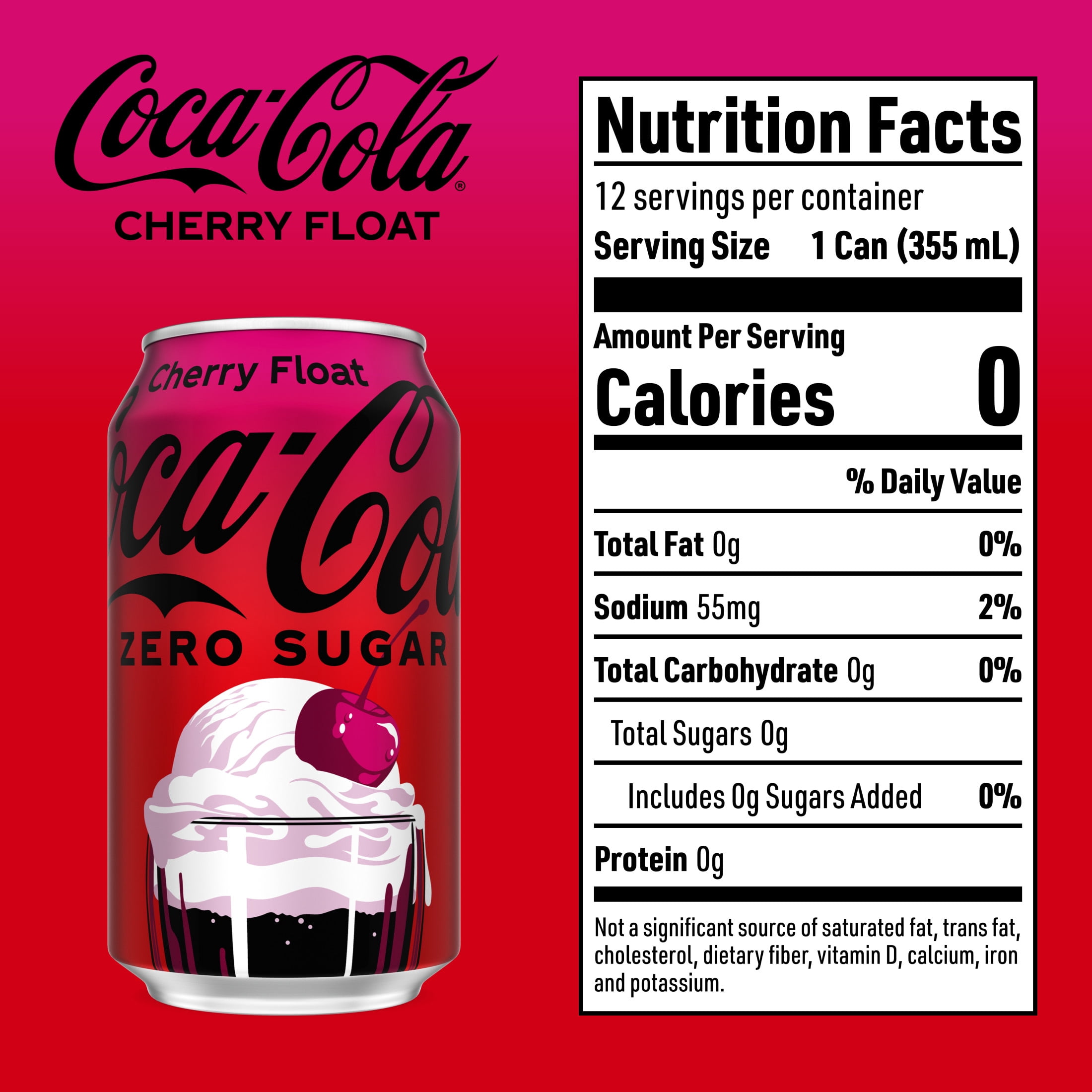Coca-Cola Zero Sugar Cherry Float Soda Pop Fridge Pack Cans, 12 fl oz, 12 Pack