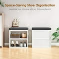 thumbnail image 3 of Farini Small Shoe Bench with Cushion, Shoe Storage Bench with Seating, Seat Shoe Rack for Entryway, White-Dark Gray, 3 of 9