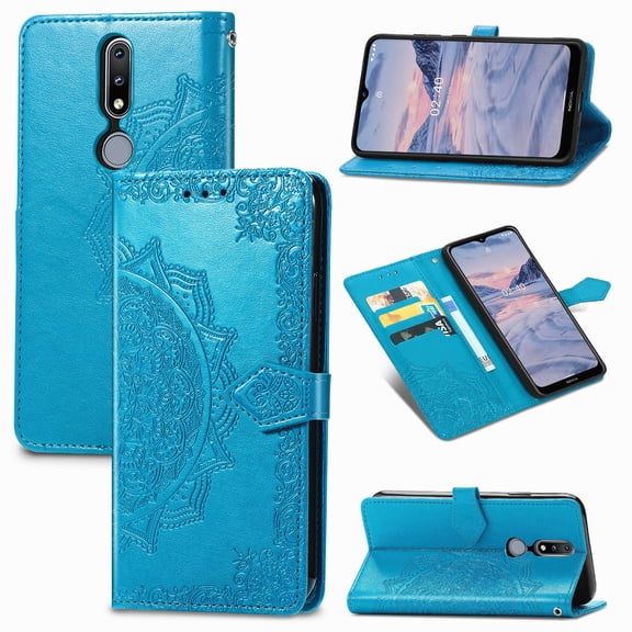For Nokia 2.4 Mandala Flower Embossed Horizontal Flip Leather Case with Bracket / Card Slot / /
