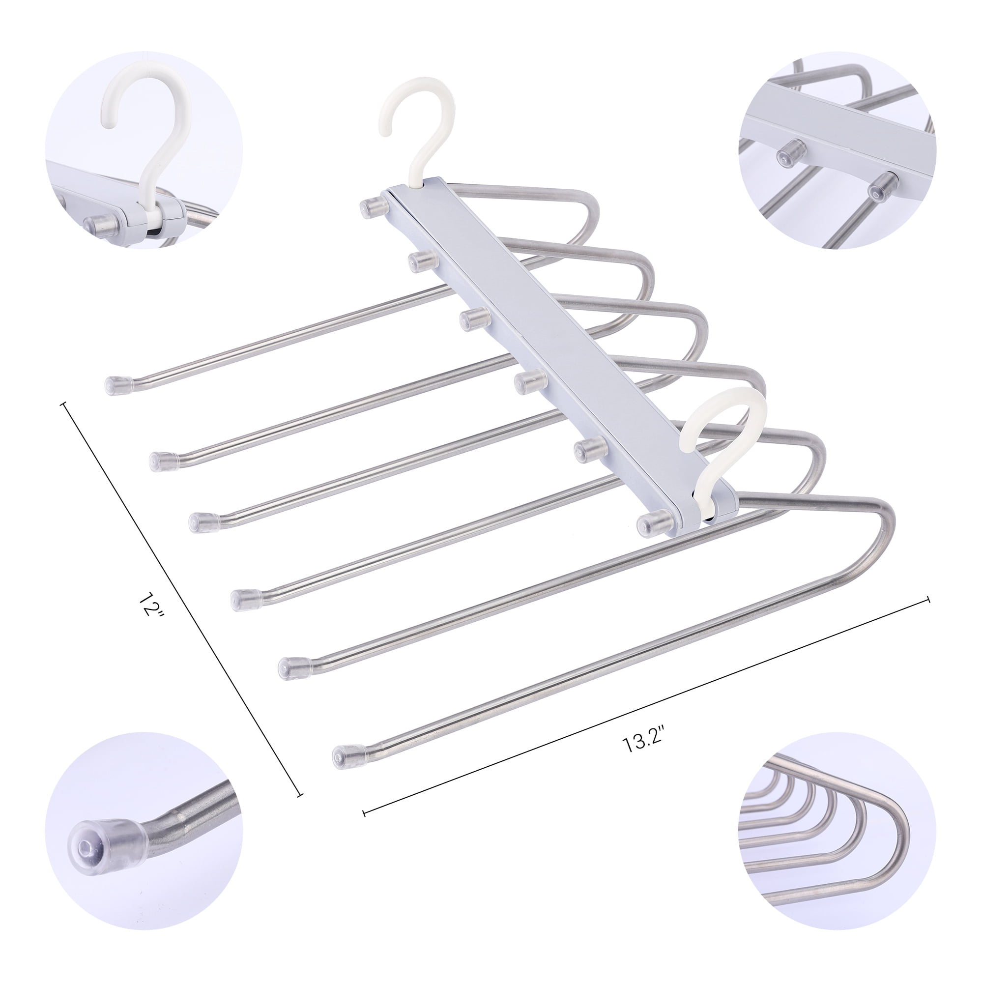 Unique Bargains Space Saving Non Slip Metal Pants Hangers 2 Pcs Gray