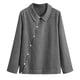 thumbnail image 5 of Camiseta de Solapa de Rayas Sueltas de Manga Larga de las Mujeres con Botón de Cuerda Elástica, Malla Estilo Superior, 5 of 8