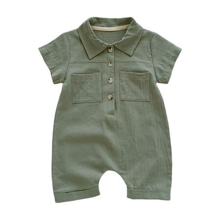 Weebloom Baby Rompers Boy Girls Newborn Onesie Fitting Collared Front Opening Sleeveless Tunic Set With Front Opening Fasteners Dailywear 0-6 Months