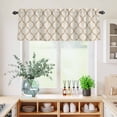 thumbnail image 5 of 3 Piece Kitchen Curtains and Valances Set Beige Moroccan Cafe Curtains 36 Inch Length Morocco Geometric Quatrefoil Lattice Valance & Tier Curtain for Living Room Bedroom Window 54"x18"+27"x36"*2, 5 of 6