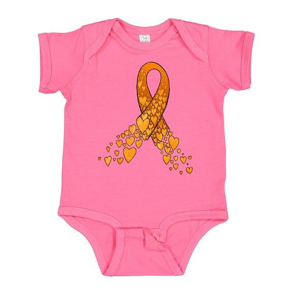 Inktastic Leukemia Awareness with Orange Ribbon Made of Hearts Boys or Girls Baby Bodysuit