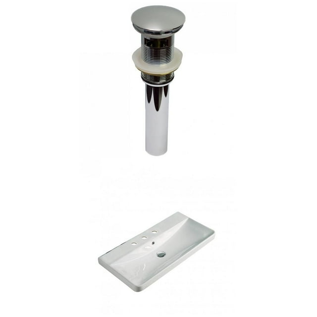 American Imaginations 31.89-in. W 3H8-in. Ceramic Top Set In White Color - Overflow Drain Incl. AI-30774
