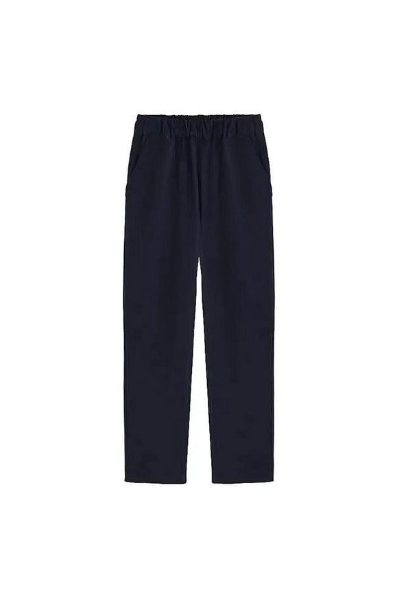 Boys School Uniform Pants Pull On Elastic Waist Cotton Twill Trousers with Pockets Performance Pants Navy 5 Years