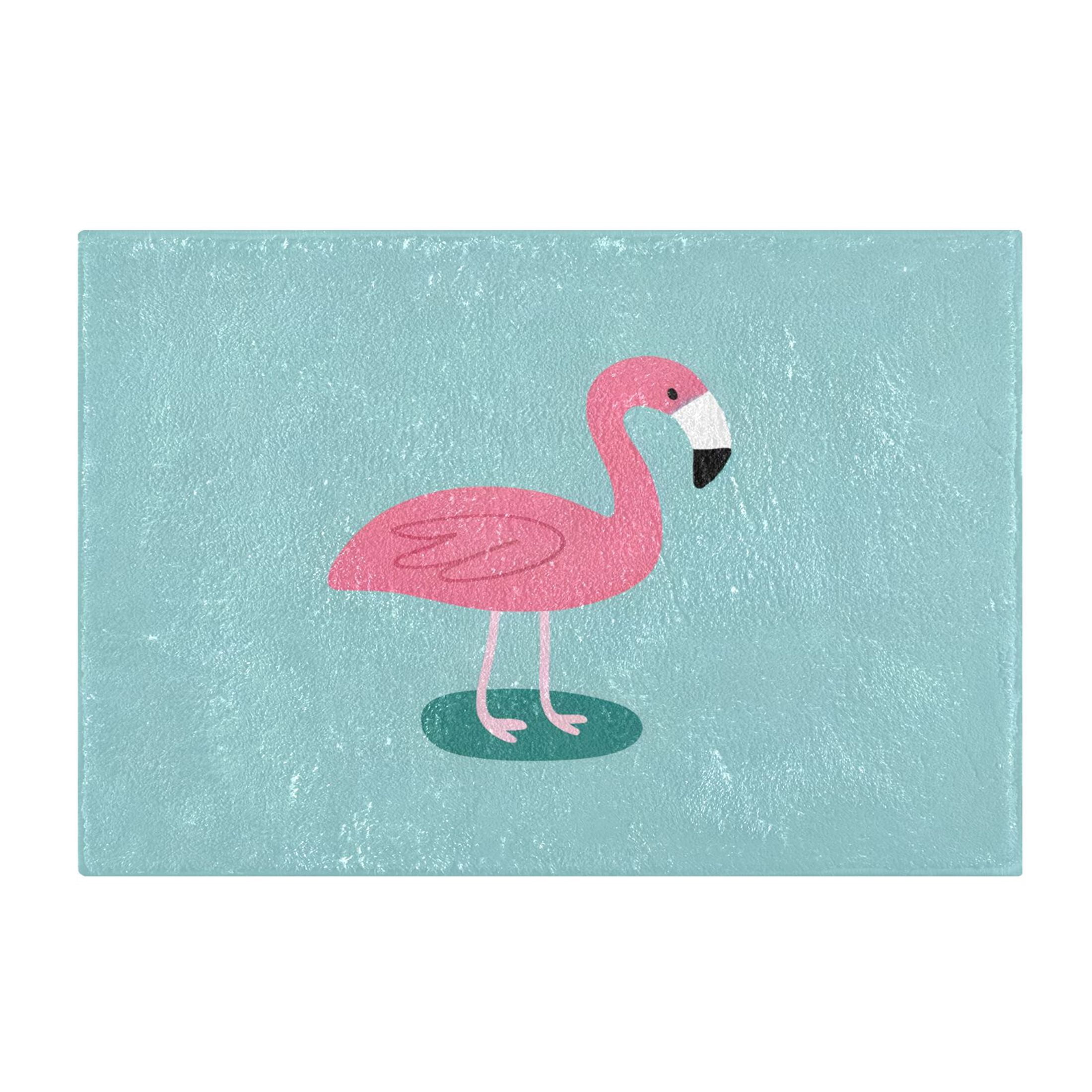 Toilet Rug Set Non-Slip Bathroom Rugs Soft Plush Machine Washable Contour Bath Mat Cartoon Flamingo 24x20/24x16